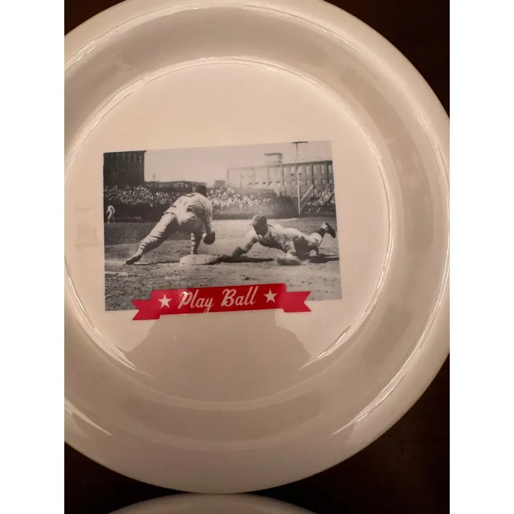 Pottery Barn Baseball Plates Set/4 -